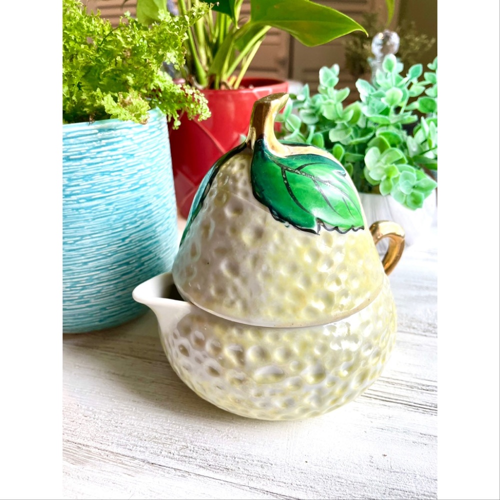Vintage hand painted Japanese porcelain lemon juicer, tea pot